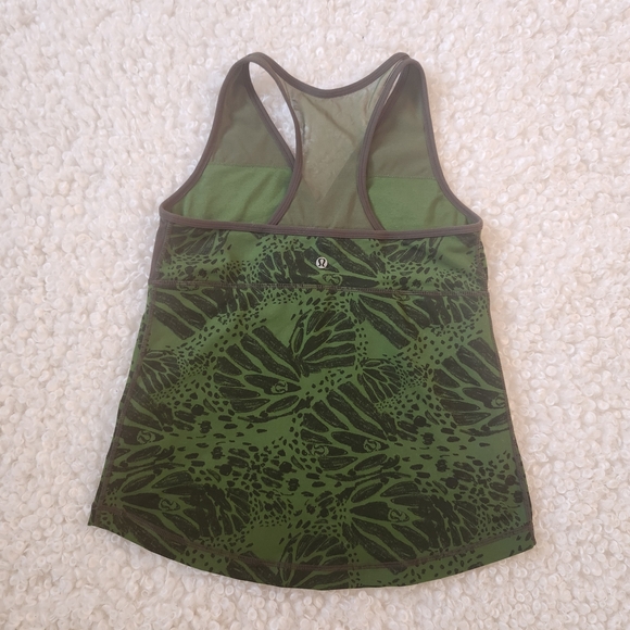 Lululemon 12 Deep-V Surplice Floral Tank Green Racerback Vented Workout Yoga Top - Picture 3 of 11